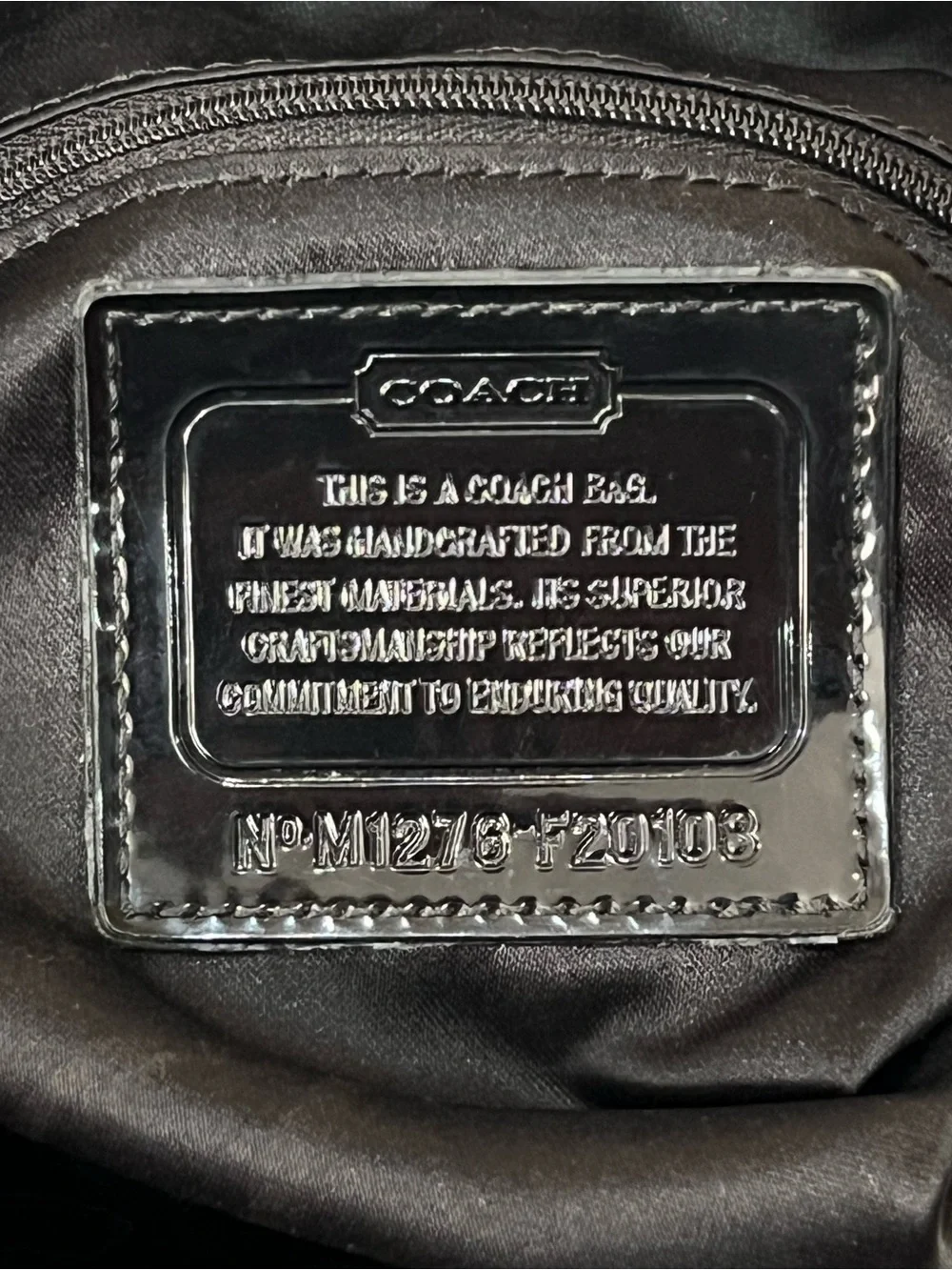 COACH Poppy Daisy Liquid Glass Hobo Black Patent Leather Bag No. M1276-F20103